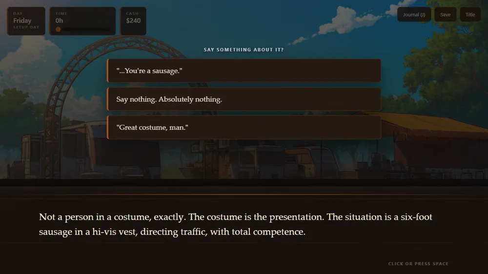 A dialogue choice in the middle of a conversation